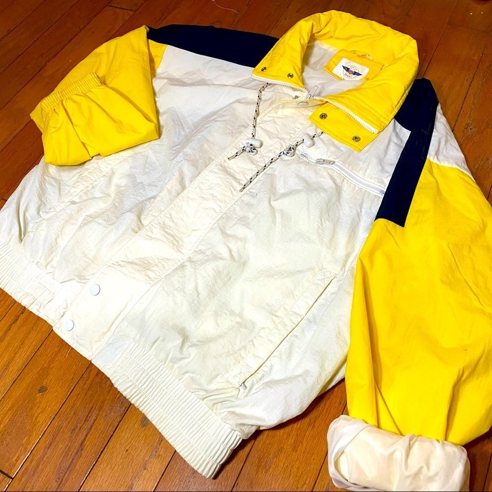 Vintage 80s Aviator Wind Breaker Colorblock Med